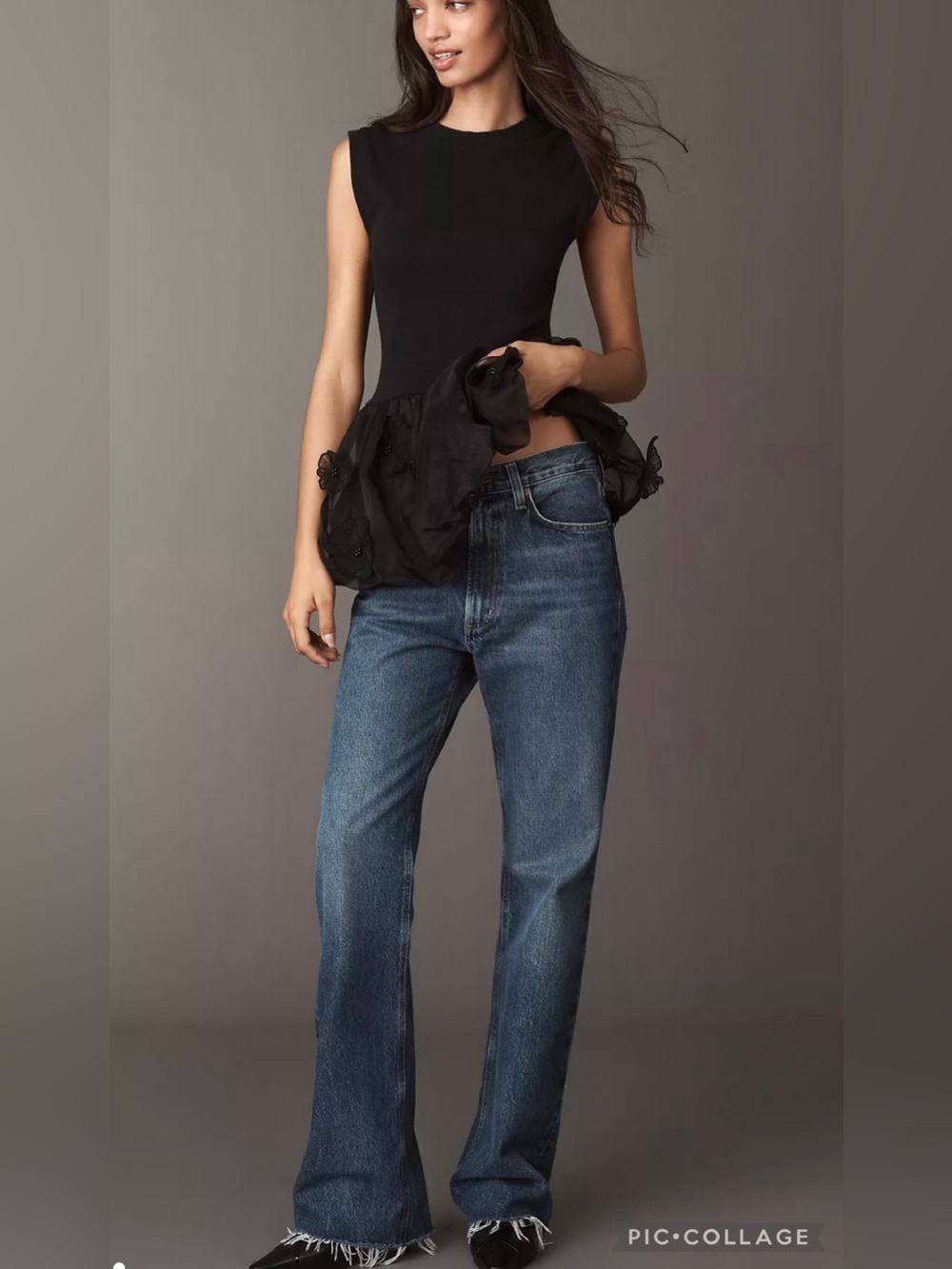 Anthropologie 3d Floral Peplum Tulle Top Size M